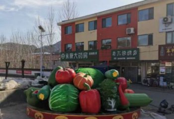 主題花籃雕塑優(yōu)選，多彩藝術(shù)，景觀抽象玻璃鋼花籃雕塑選用