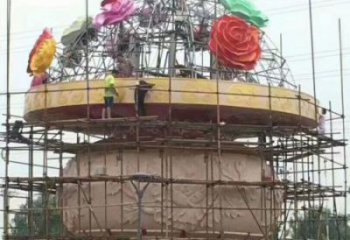 現代花籃雕塑承接，歐式風格，校園廣場不銹鋼花籃雕塑精選