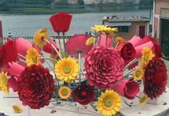 小花籃雕塑訂做，校園雕塑，花卉花籃雕塑花卉花籃雕塑批發