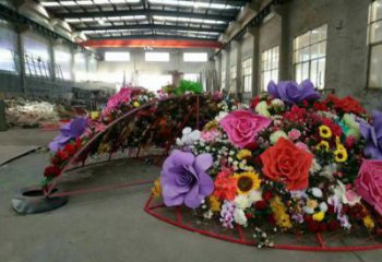 公共花籃雕塑訂做，城市裝飾，庭院景觀葵花花籃雕塑展品