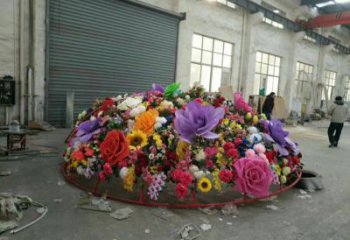 花籃雕塑工廠選用，街道標識，景觀園林葵花花籃雕塑批發(fā)