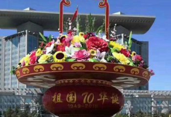 大型花籃雕塑選用，街道標識，城市花籃雕塑定制