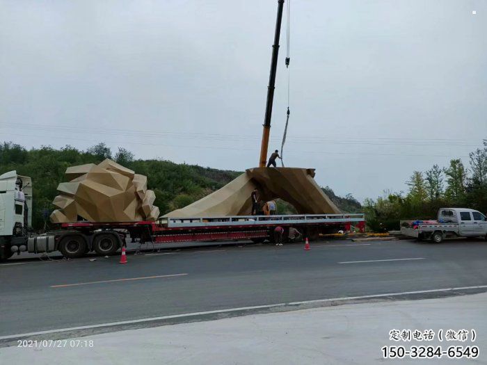 握手地標(biāo)雕塑，不銹鋼城市雕塑制作