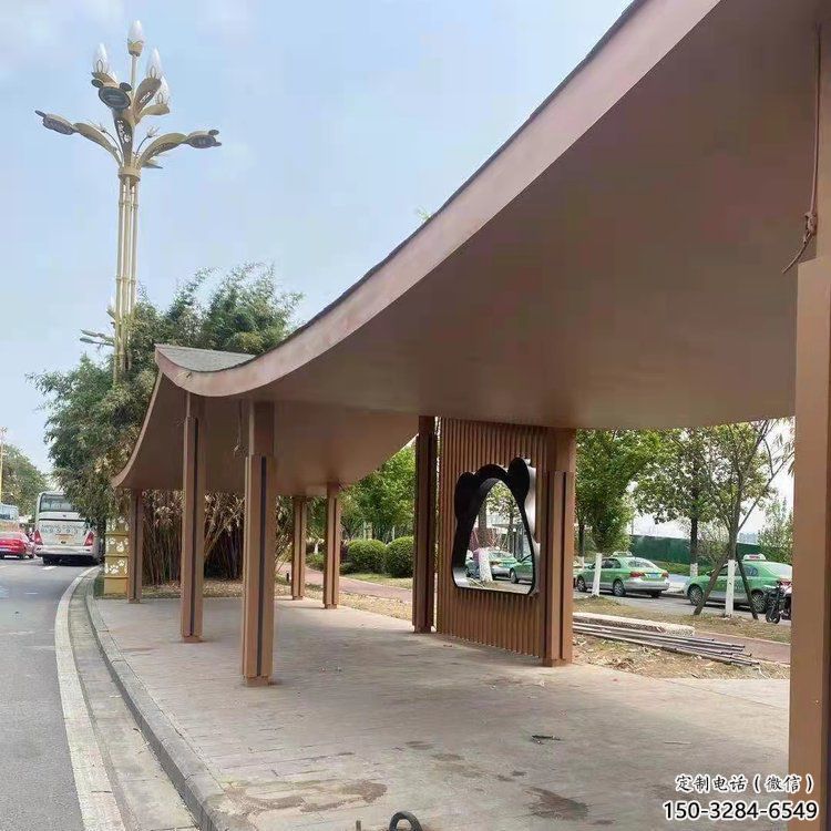 不銹鋼長廊廊架雕塑，公園休閑地