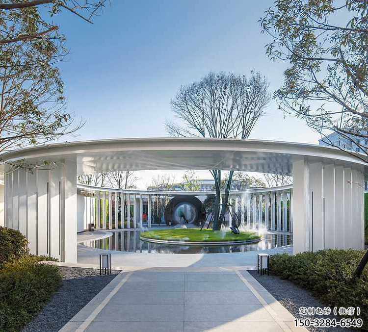 藝術型廊架雕塑，不銹鋼長廊雕塑