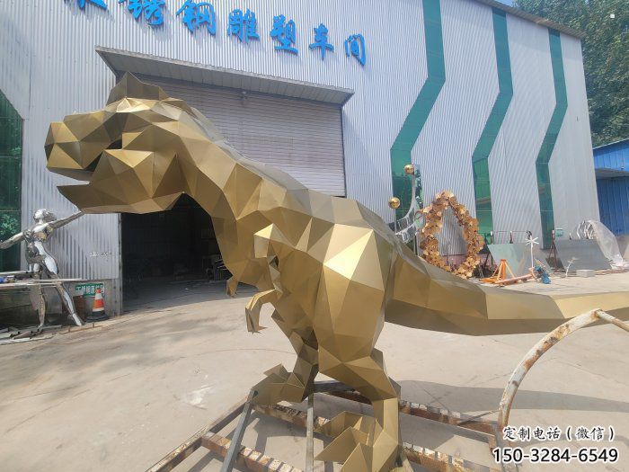 景觀恐龍雕塑優(yōu)選，陸地擺件，藝術幾何恐龍雕塑供應