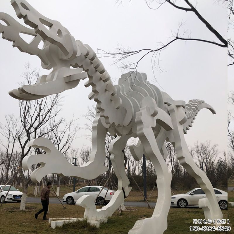 鏤空恐龍雕塑展品，金屬制作，恐龍骨架雕塑精品