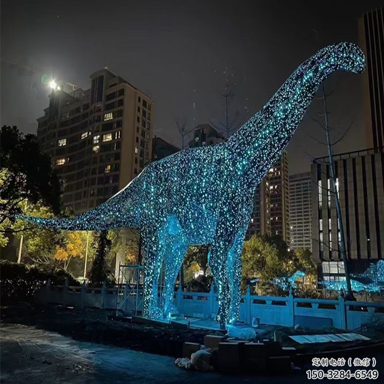 鏤空恐龍雕塑供需，標識雕塑，燈光恐龍雕塑制造商