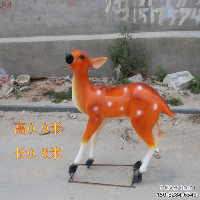 大型小鹿雕塑，彩繪工藝，玻璃鋼動物雕塑擺件