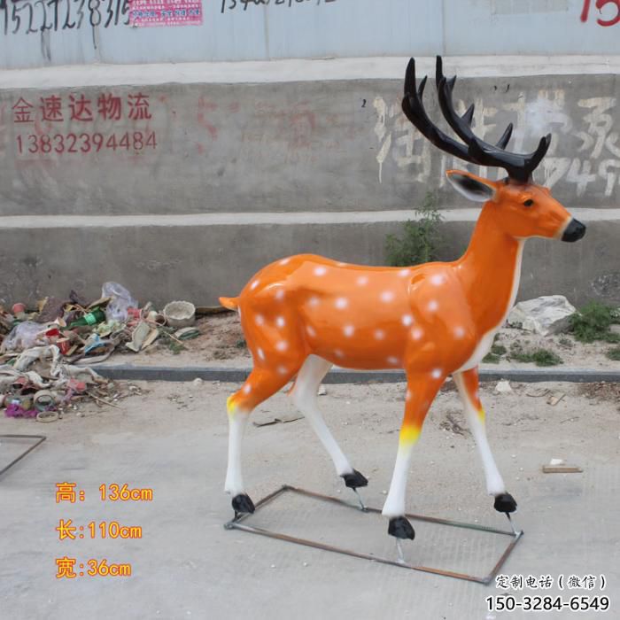 仿真小鹿雕塑，彩繪工藝，玻璃鋼動物雕塑廠家