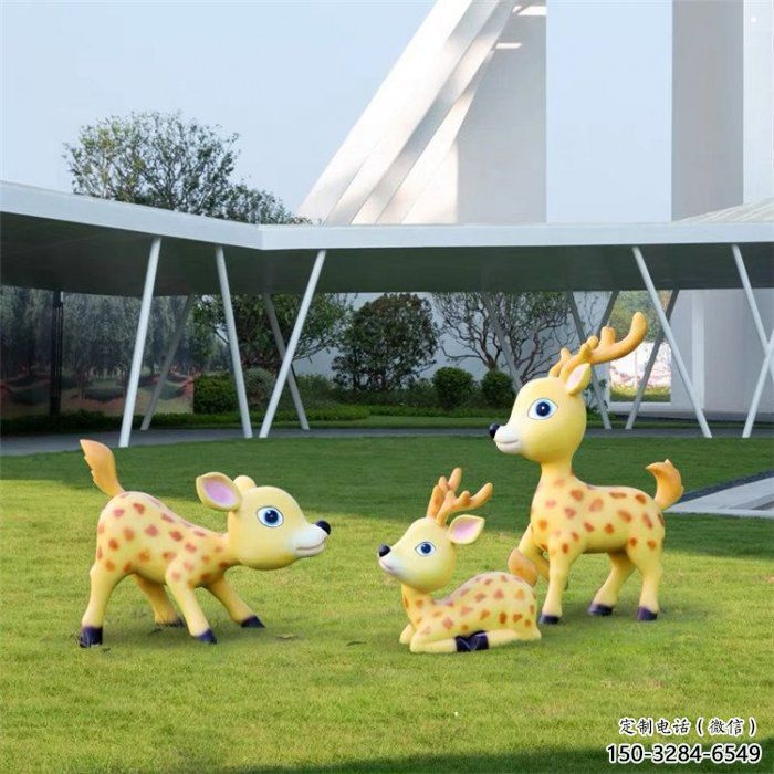 景觀小鹿雕塑制造，小區(qū)擺件，卡通小鹿雕塑制造商