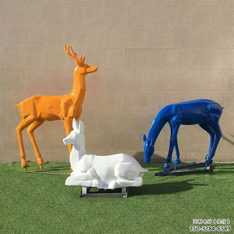 景觀小鹿雕塑制作，園林裝飾，烤漆小鹿雕塑批發(fā)