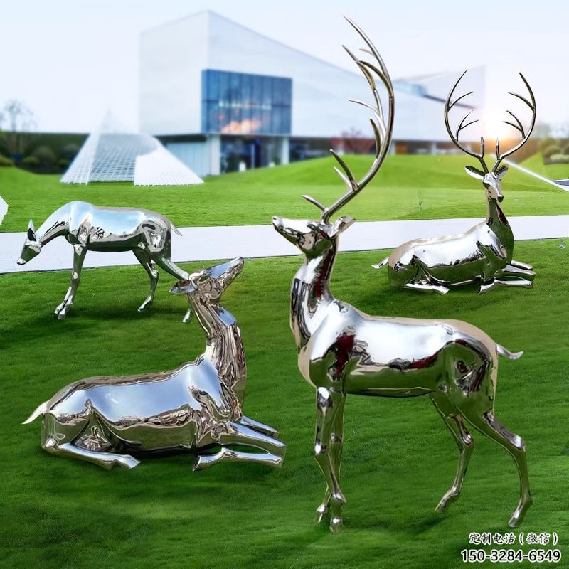 雕塑小鹿景觀制造，街景小品，鏡面小鹿雕塑優價