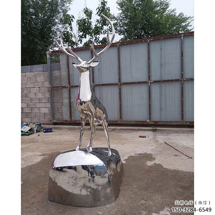 仿真小鹿雕塑制造，白鋼構件，不銹鋼鏡面小鹿雕塑提供