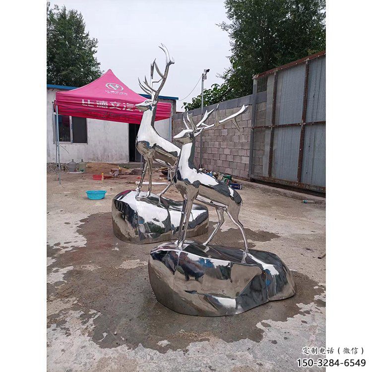 廣場(chǎng)小鹿雕塑批發(fā)，廣場(chǎng)系列，鏡面小鹿雕塑定價(jià)