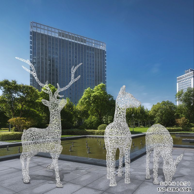 梅花鹿雕塑常用，景觀概念，鏤空梅花鹿雕塑展品