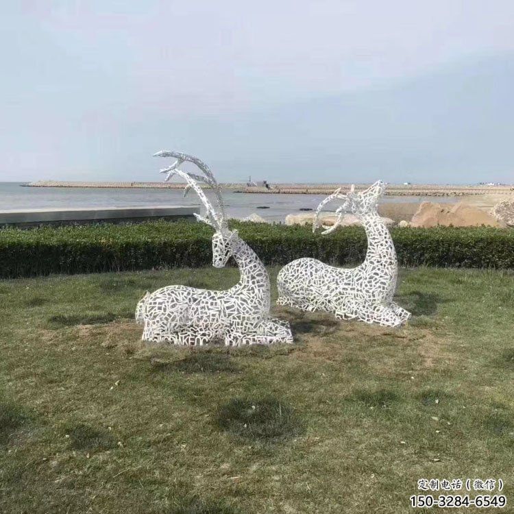 編織小鹿雕塑通用，街道標(biāo)識，仿真鏤空小鹿雕塑承接