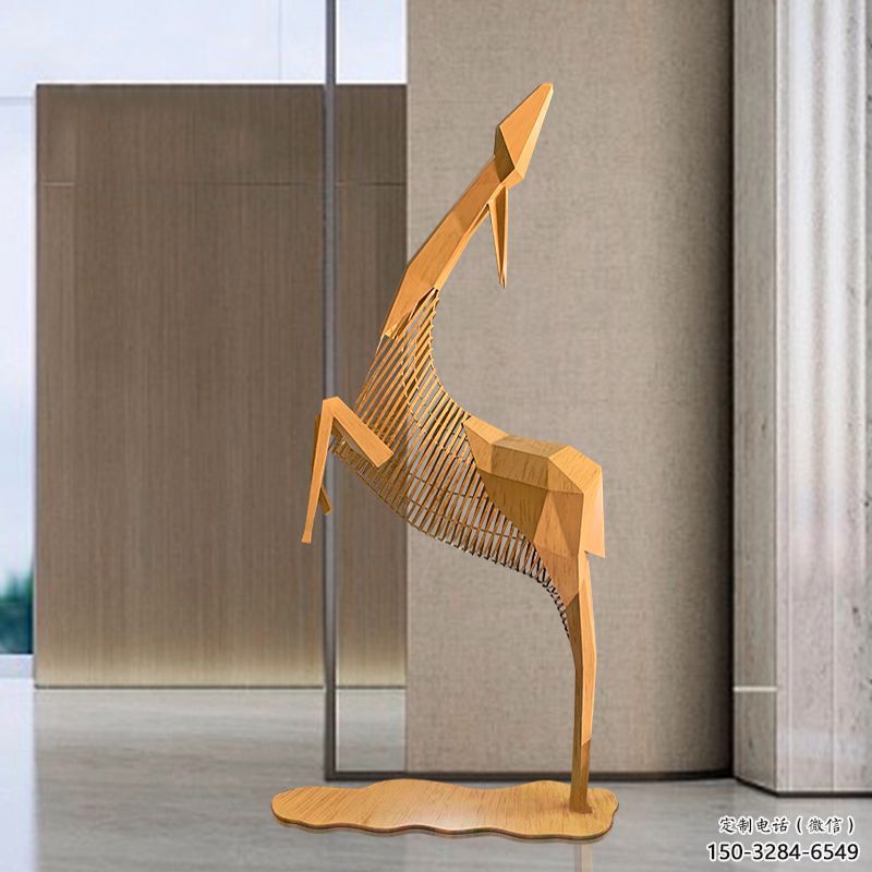 幾何小鹿雕塑提供，多彩藝術，中式鏤空小鹿雕塑通用