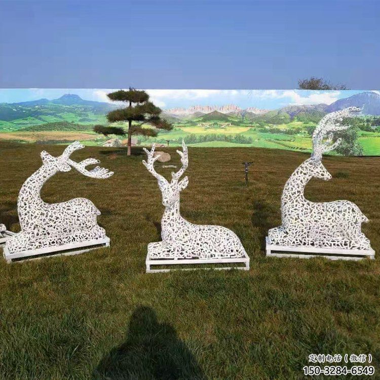 小鹿雕塑工廠選用，街道標識，園林鏤空小鹿雕塑批發