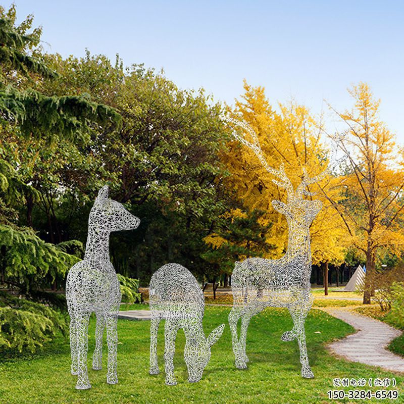 制造小鹿雕塑專供，地標擺件，鏤空小鹿雕塑訂做