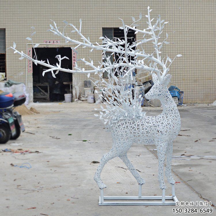 鏤空梅花鹿雕塑標準，彩鋼制作，鏤空工藝動物雕塑優價