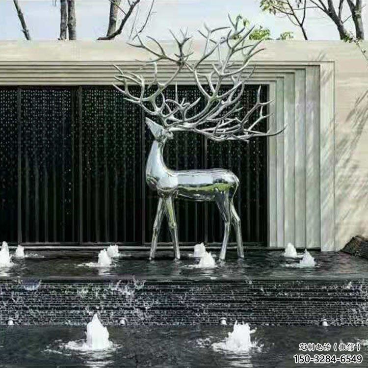 梅花鹿雕塑定制，動物風格，鏡面梅花鹿雕塑供給