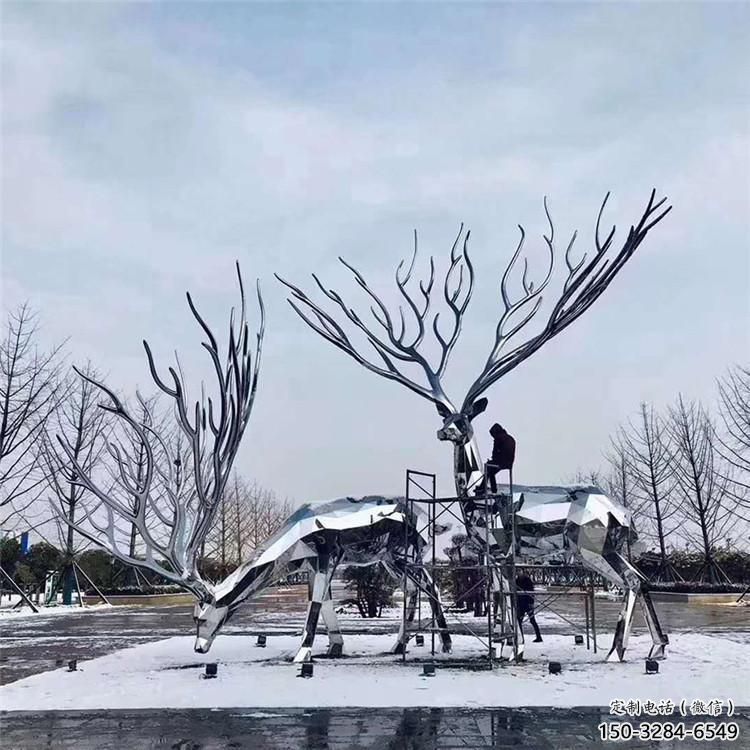 梅花鹿雕塑通用，陸地擺件，鏡面工藝梅花鹿雕塑點(diǎn)擊