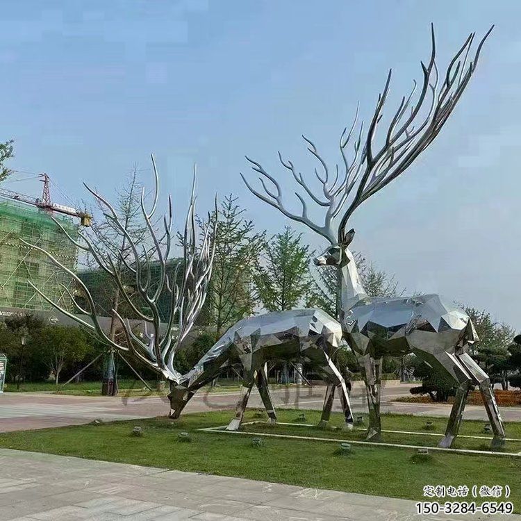 景觀小鹿雕塑選用，美陳雕塑，抽象切面小鹿雕塑標準