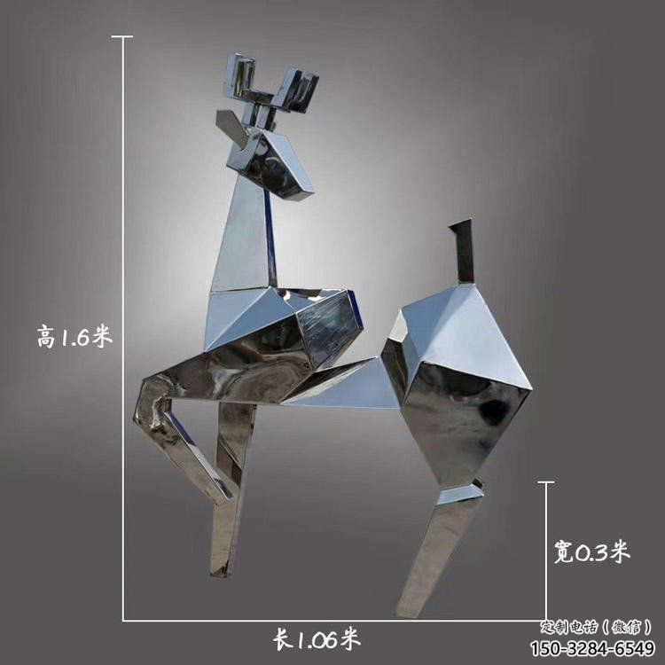 現(xiàn)代小鹿雕塑展品，室外軟裝，展示切面小鹿雕塑訂做