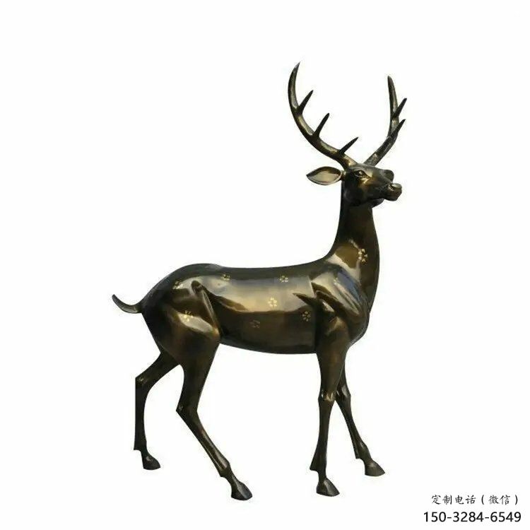 銅梅花鹿雕塑提供，園林裝飾，小區(qū)梅花鹿銅雕塑承接