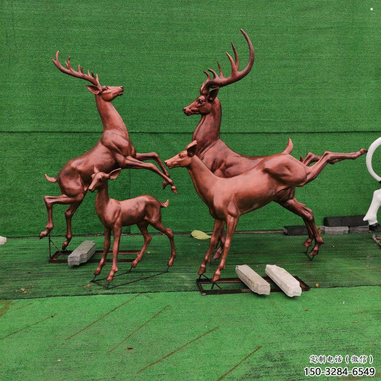 銅梅花鹿雕塑制作，公園小品，梅花鹿銅雕塑優(yōu)選
