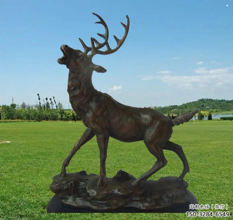 園銅梅花鹿雕塑，美陳雕塑，制造梅花鹿銅雕塑