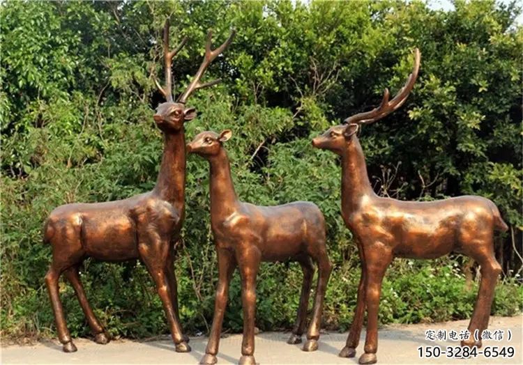 銅小鹿雕塑特供，美陳雕塑，小鹿銅雕塑定制
