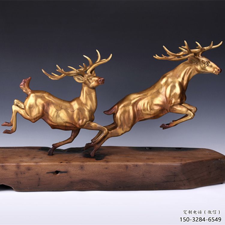 小鹿銅雕塑點擊，陸地擺件，景觀小鹿銅雕塑預定