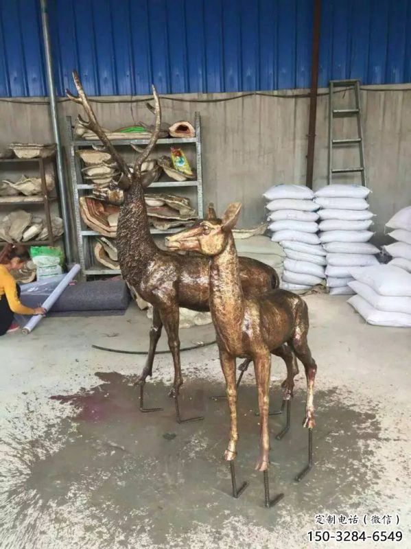 銅鹿雕塑，鑄銅動物雕塑