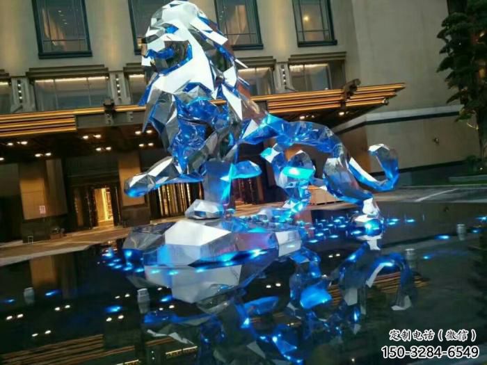 切面獅子雕塑通用，街景小品，不銹鋼獅子雕塑制造