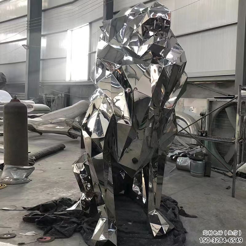 制造獅子雕塑，動(dòng)物擺件，鏡面不銹鋼獅子雕塑精選