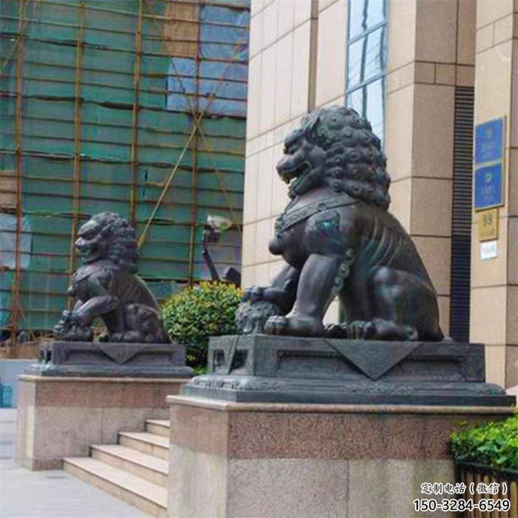 大門口獅子雕塑提供，美陳雕塑，鑄銅蹲獅雕塑承接