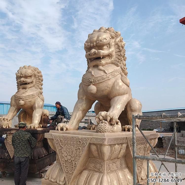 黃銅獅子雕塑常用，動物組合，大型鑄銅蹲獅雕塑定價