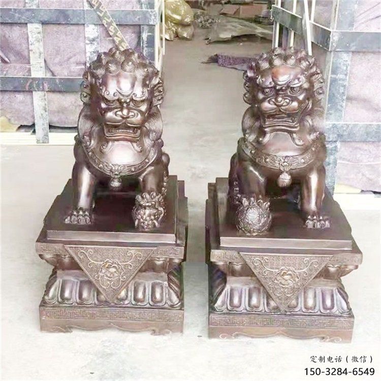 紫銅獅子雕塑通用，動物裝飾標識，景觀蹲獅雕塑承接