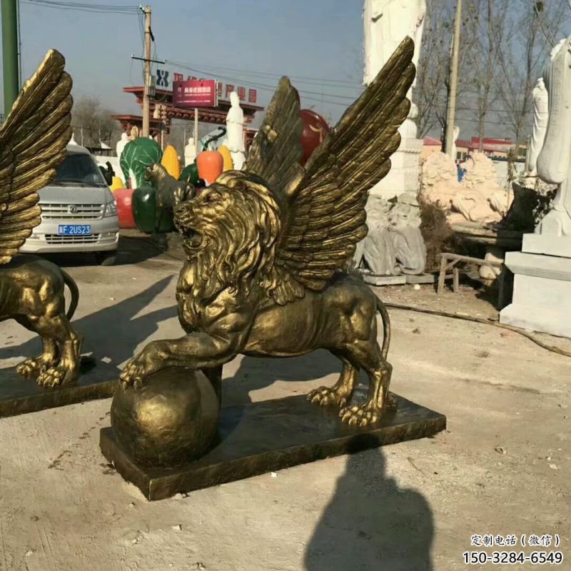 大型獅子雕塑公司，花園小品，飛獅雕塑裝飾提供
