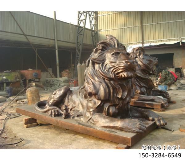 雕塑獅子景觀精選，中式工藝，園林趴獅雕塑供給