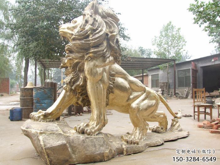 黃銅獅子雕塑預定，動物景觀擺件，走獅主題雕塑精品