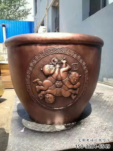 福娃人物紫銅缸雕塑