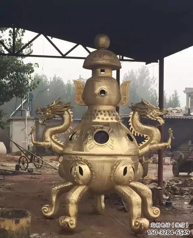 龍耳鑄銅象形爐雕塑制作