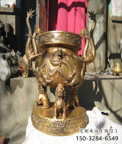 盤龍象形爐香爐雕塑