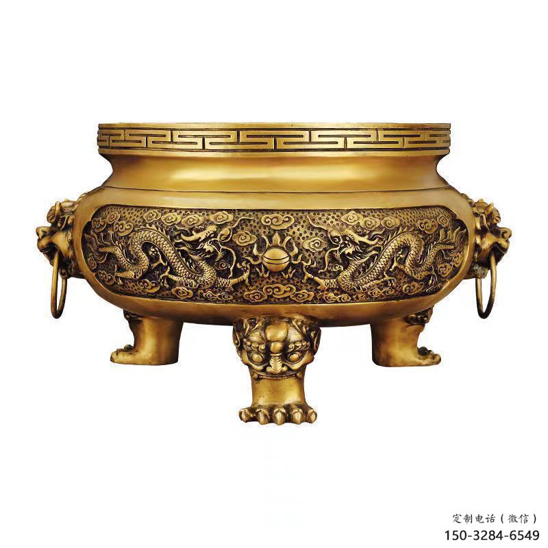 盤龍宣德爐銅雕塑