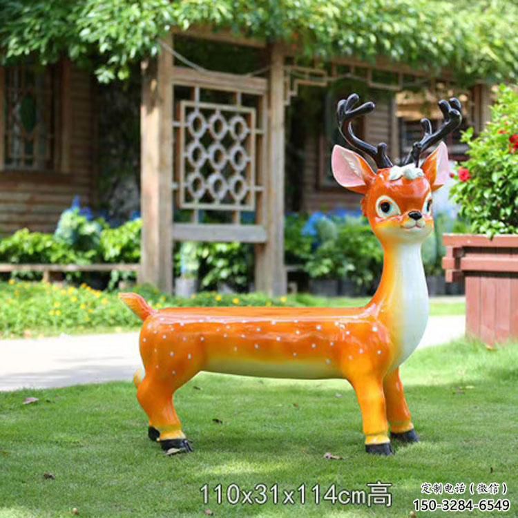 幼兒園坐凳雕塑，小鹿坐凳雕塑，卡通動物類型