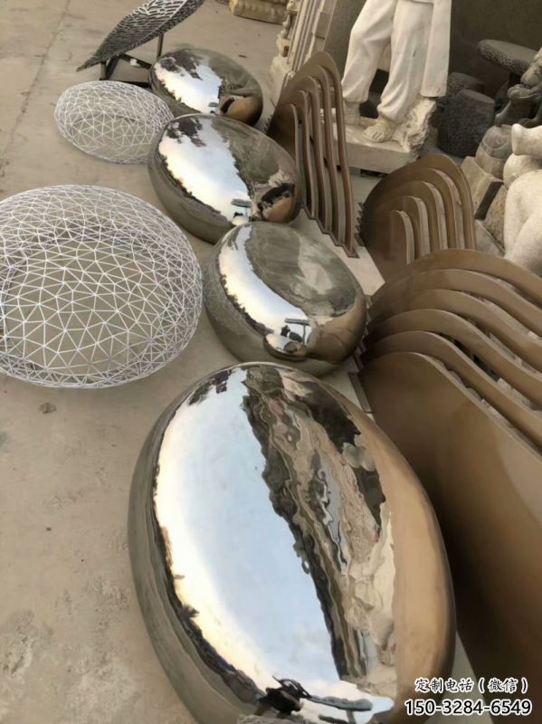 廣場坐凳雕塑，抽象景觀雕塑，鏡面效果