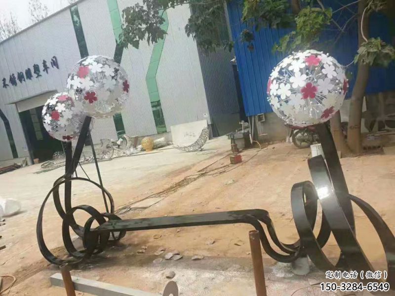 不銹鋼蒲公英坐凳雕塑，景觀類型